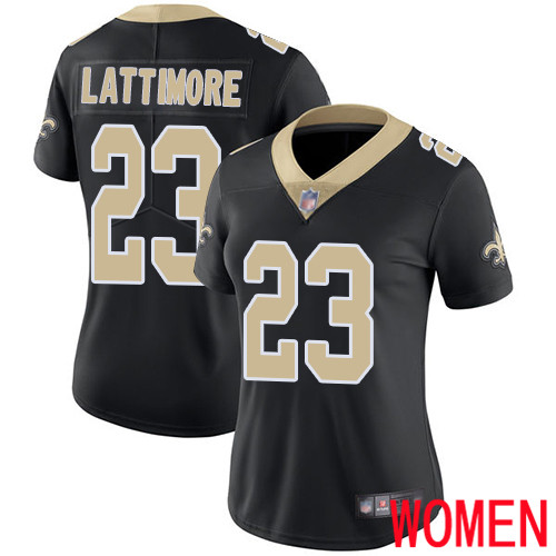 New Orleans Saints Limited Black Women Marshon Lattimore Home Jersey NFL Football #23 Vapor Untouchable Jersey->nfl t-shirts->Sports Accessory